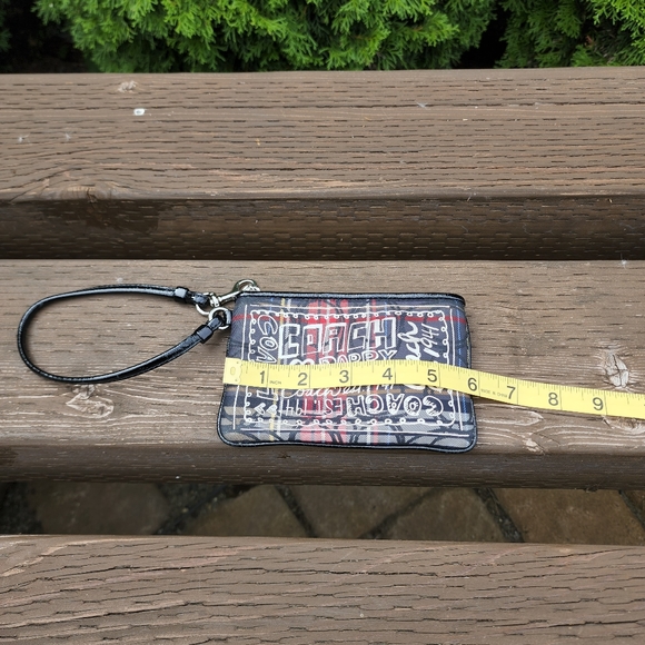 Coach Poppy multi color plaid mini sparkle bag wristlet - Picture 6 of 6
